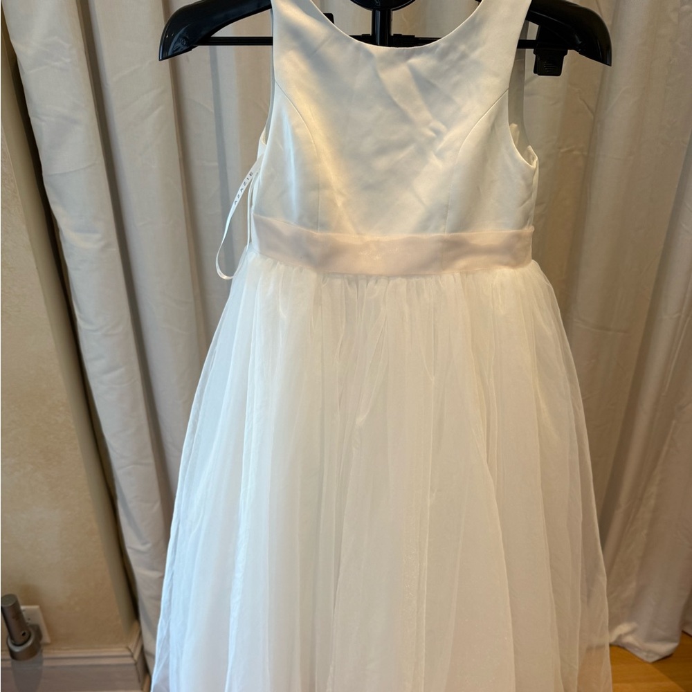 Azazie Elegant White and blush flower girl dress